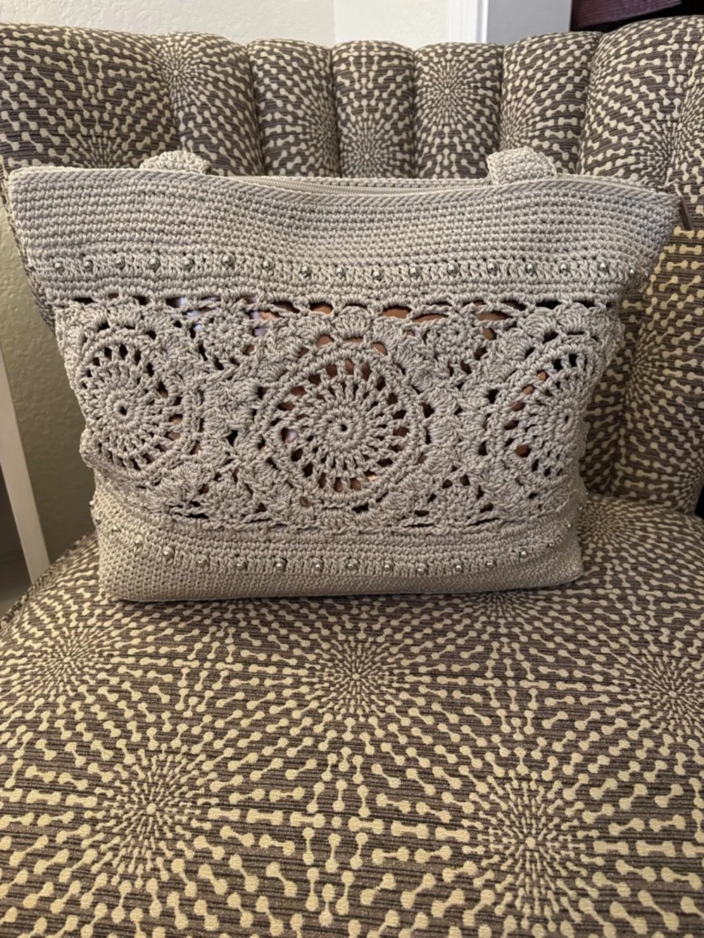 The Sak Crafted Classics Tote Crochet Natural Medallion Everyday Shoulder Bag - Picture 8 of 16